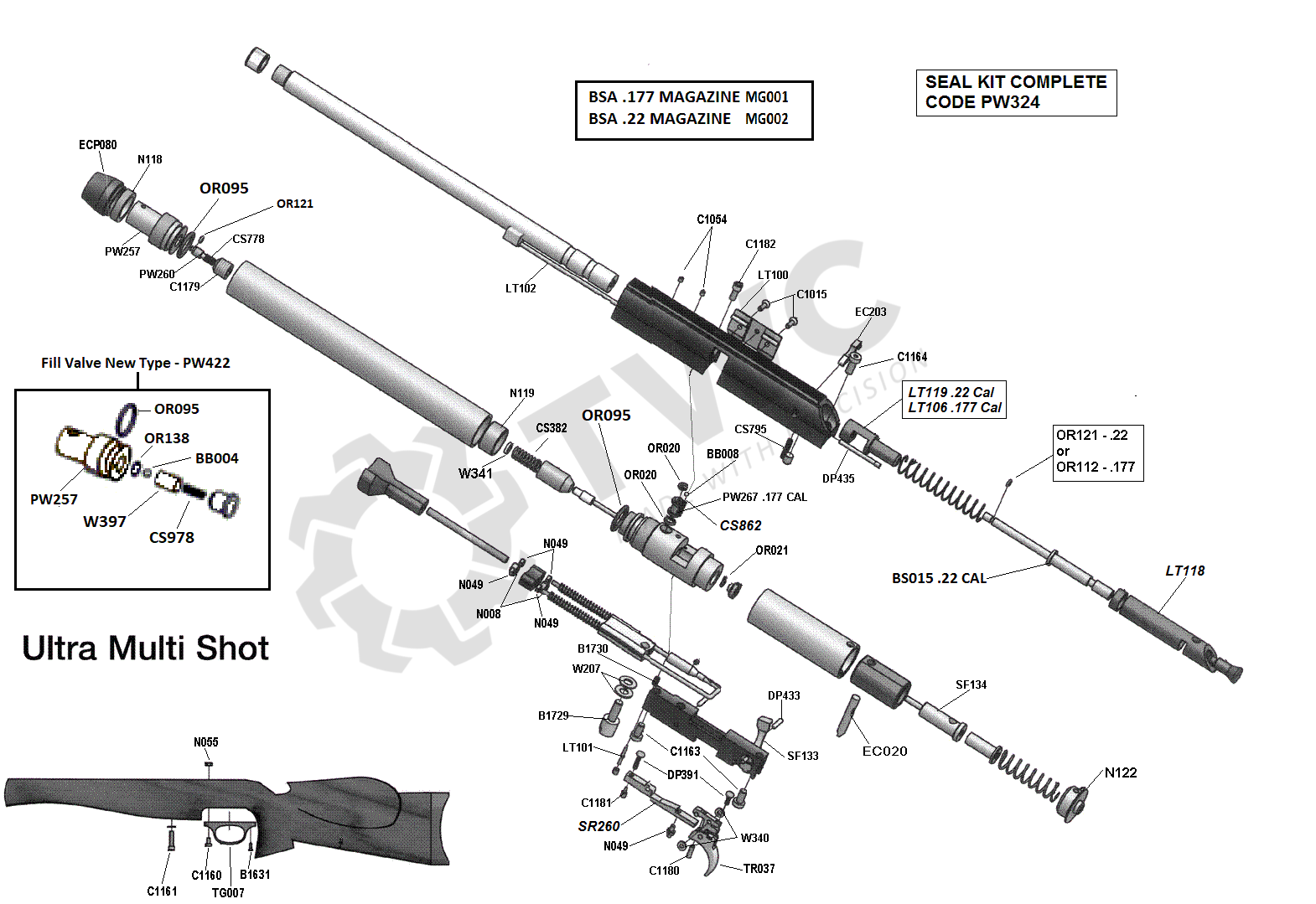 Airgun Spares BSA Ultra Multi Shot T. W. Chambers & Co